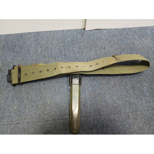 234 - An American 1943 wwii M1 Garand Bayonet with an equipment belt and sheath.
