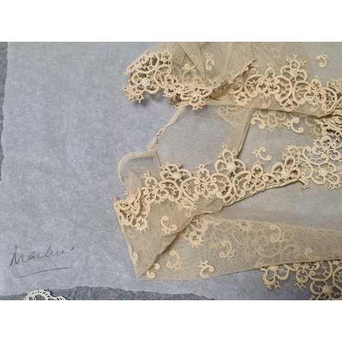 236 - A collection of fine vintage lace and embroidery to include fine detailed bobbin work and 19th Centu... 