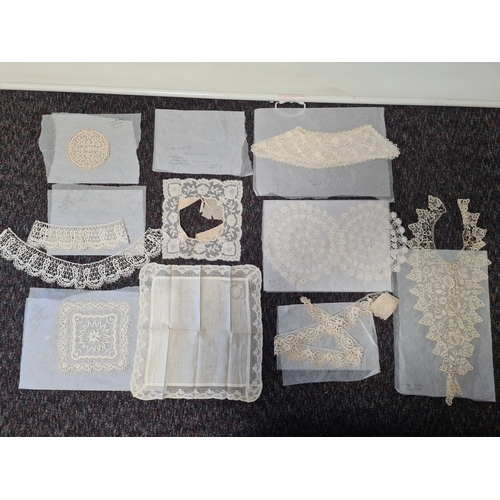 237 - A collection 8 pieces of fine vintage British & Irish lace, tatting and crochet samples. some items ... 