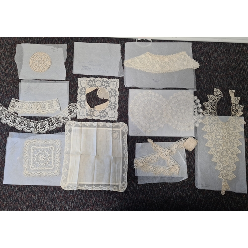 237 - A collection 8 pieces of fine vintage British & Irish lace, tatting and crochet samples. some items ... 