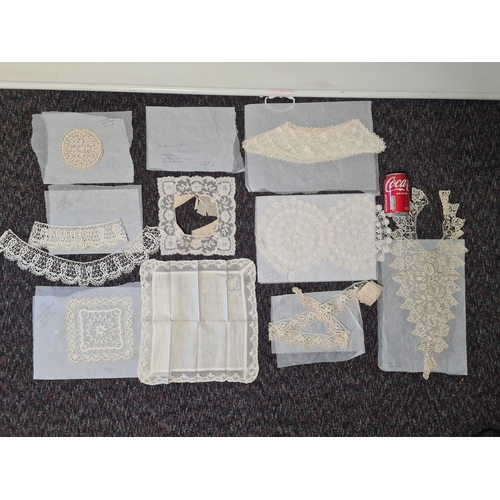 237 - A collection 8 pieces of fine vintage British & Irish lace, tatting and crochet samples. some items ... 