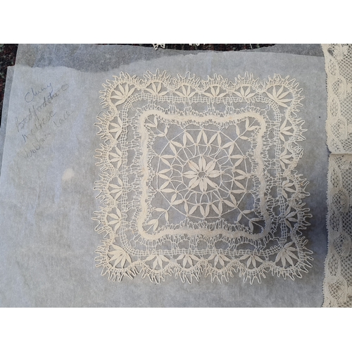 237 - A collection 8 pieces of fine vintage British & Irish lace, tatting and crochet samples. some items ... 