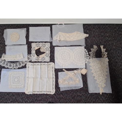 237 - A collection 8 pieces of fine vintage British & Irish lace, tatting and crochet samples. some items ... 