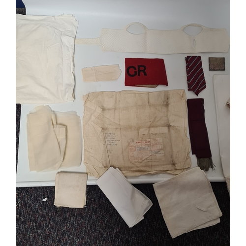 242 - A collection of vintage fabrics to include Victorian and early to mid 20th century items. Highlights... 