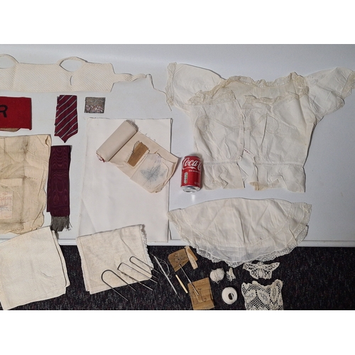 242 - A collection of vintage fabrics to include Victorian and early to mid 20th century items. Highlights... 