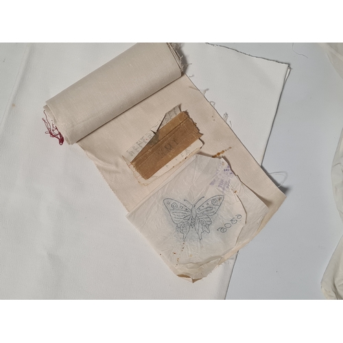 242 - A collection of vintage fabrics to include Victorian and early to mid 20th century items. Highlights... 
