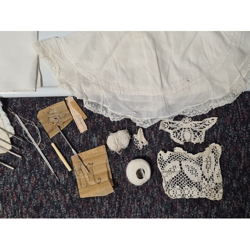 242 - A collection of vintage fabrics to include Victorian and early to mid 20th century items. Highlights... 