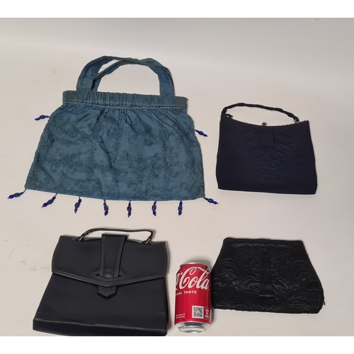 244 - A collection of 4 Ladies mid 20th century handbags to include a blue embroidered and beaded bag, a b... 
