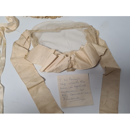 247 - A collection of 4 Victorian Ladies Bonnets & ribbon laced hats. One has an accompanying note to say ... 