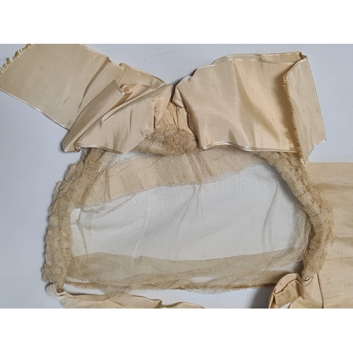 247 - A collection of 4 Victorian Ladies Bonnets & ribbon laced hats. One has an accompanying note to say ... 