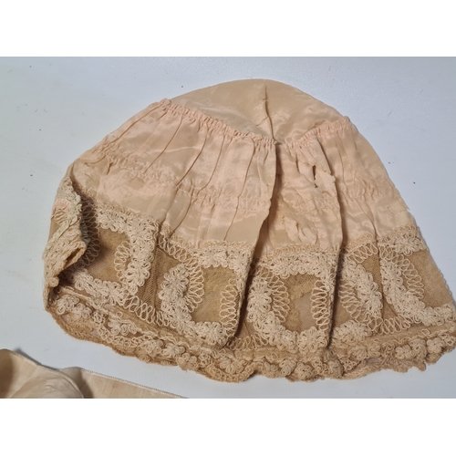 247 - A collection of 4 Victorian Ladies Bonnets & ribbon laced hats. One has an accompanying note to say ... 