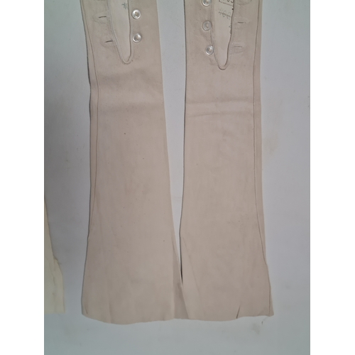 248 - A collection of 6 Victorian or Edwardian Ladies long white Gloves to include 2 pairs. 4 gloves made ... 