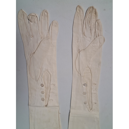 248 - A collection of 6 Victorian or Edwardian Ladies long white Gloves to include 2 pairs. 4 gloves made ... 