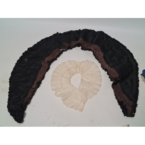295 - A collection 6 Victorian ladies clothing items to include a ruffed collar; a black lamb fur collar; ... 