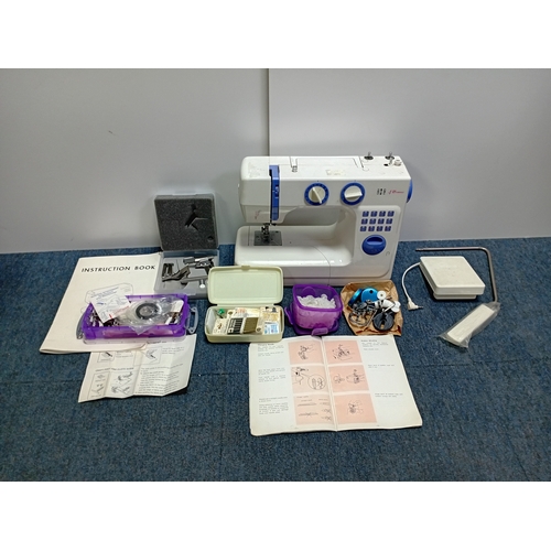 183 - BUSH 988 elektromechanical household sewing machine and a full set of accessories. No cable so not t... 