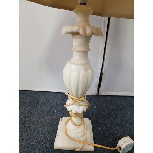 48 - A vintage alabaster table lamp tested and working. Height 27inches x width 17inches