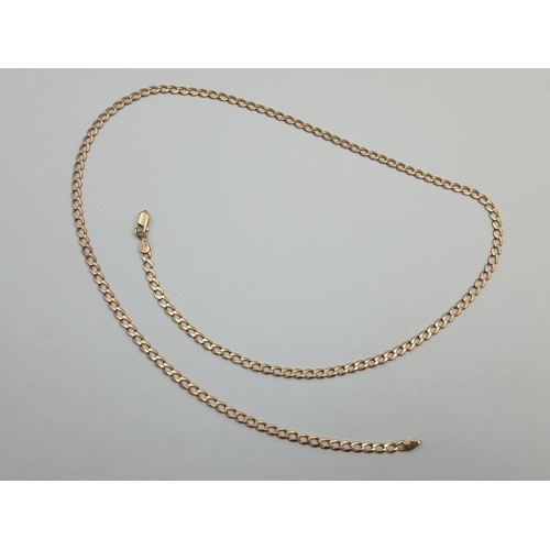 402 - A stamped 375 9ct gold flat link necklace. Needs new clasp. Length 24 inches. Weight 10.4g