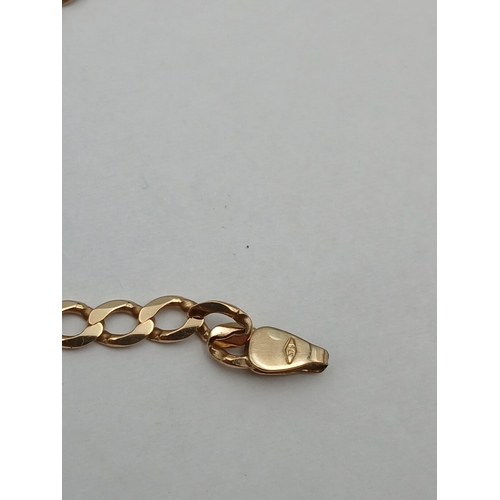 402 - A stamped 375 9ct gold flat link necklace. Needs new clasp. Length 24 inches. Weight 10.4g