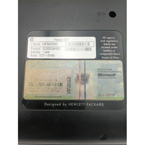 208 - A working Compaq Presario CQ71 laptop with a 17.3 inches screen, widows 7, 3 GB of ram, Intel Pentiu... 