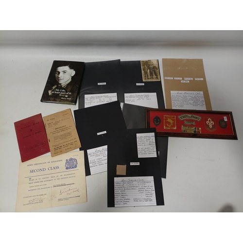 211 - A collection of army memorabilia. To include, regular army certificate of service, a certificate of ... 
