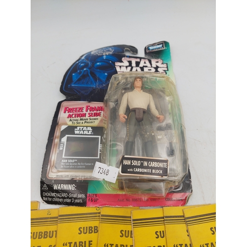 156 - A new sealed star wars the power of the force han solo together with 8 subbuteo table soccer fixture... 