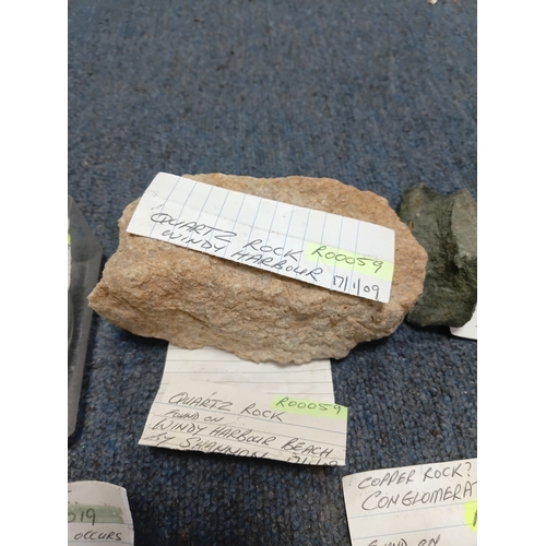 264 - A collection of stones. To include quartz rock, toodyay granite, flint and more. The largest stone m... 