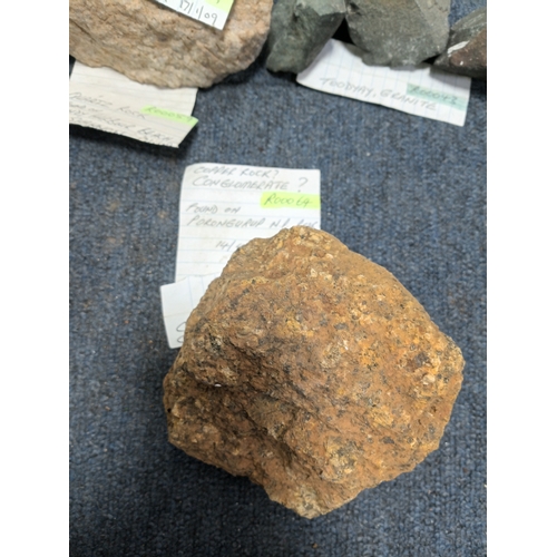 264 - A collection of stones. To include quartz rock, toodyay granite, flint and more. The largest stone m... 