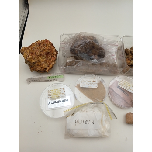 267 - A collection of rocks and minerals from open cast mines to include, Coffee Rocks, Bauxite,  Alumin