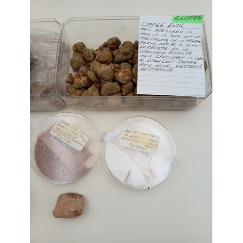 267 - A collection of rocks and minerals from open cast mines to include, Coffee Rocks, Bauxite,  Alumin