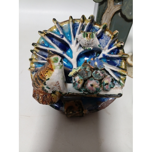 291 - A collection of 5 vintage ceramic items. To include, candle sticks, trinket boxes, a wall pocket and... 