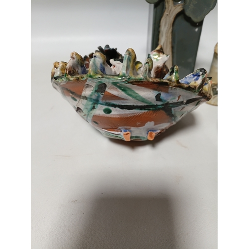 291 - A collection of 5 vintage ceramic items. To include, candle sticks, trinket boxes, a wall pocket and... 
