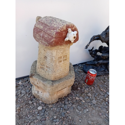 178 - A pair of garden ornaments. To include classical style statue of a horse & a man & a windmill orname... 