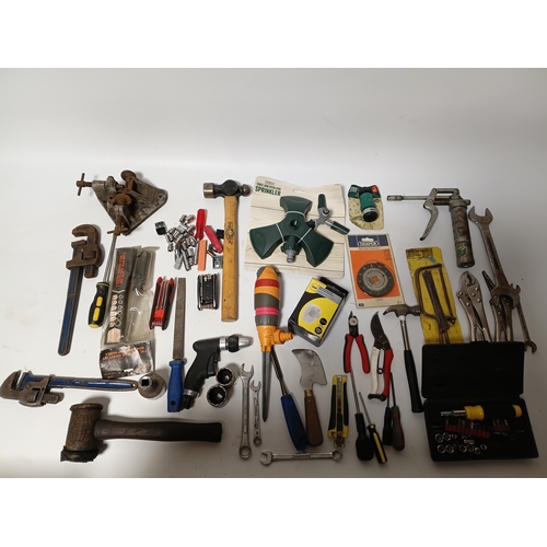 170 - A collection of hand tools to include, hammers, wrenches, spanners, screwdrivers, mole grips, pliers... 