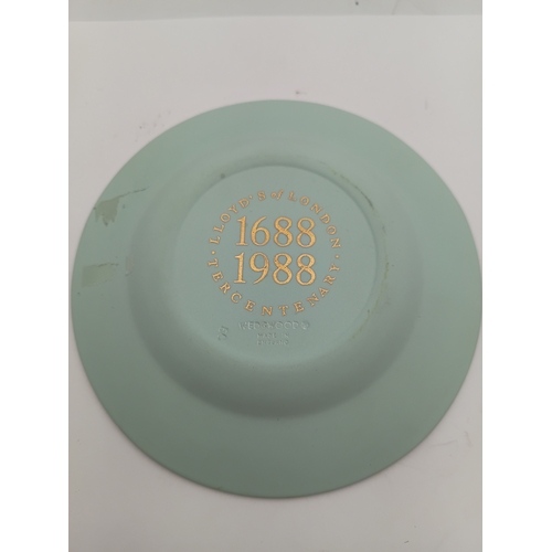 293 - A vintage Wedgwood Jasperware dish for Lloyd's of London Tercentenary 1688 to 1988, sea green colour... 