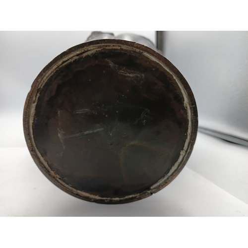 294 - A vintage oriental bronze vase with intricate raised depictions of birds and foliage. Height 10 1/2 ... 