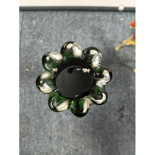 296 - A collection of glass items. To include, a hand blown vase, a Murano style vase and small glass figu... 