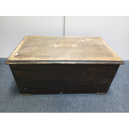 202 - Late 19th/early 20th century cylinder musical box in a rectangular ebonised and walnut-veneered case... 