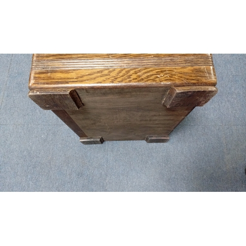 1 - Oak canteen with hinged lid and fall-front drawer, the interior fitted with velvet-lined partitions,... 