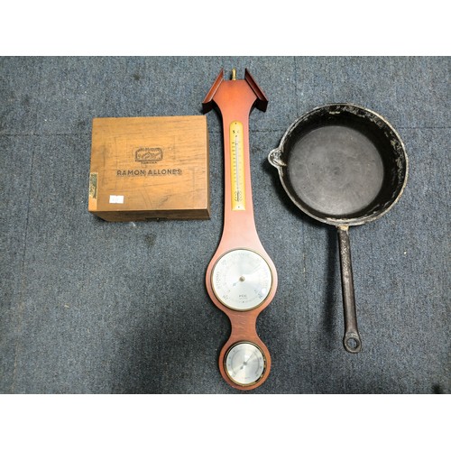 14 - A small group of domestic and smokers’ items comprising an FCC precision barometer/thermometer wall ... 