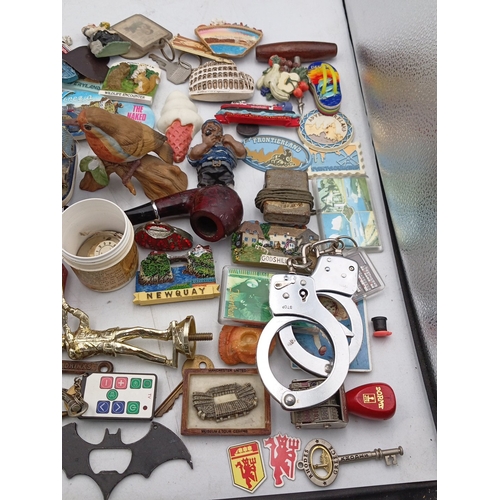 24 - A quantity of assorted novelty souvenirs and small collectibles, including resin and enamel fridge m... 