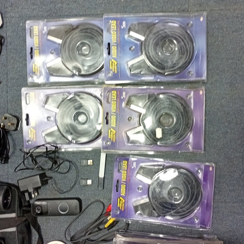 26 - A mixed group of consumer electronics and accessories including binoculars with carry case, TV aeria... 