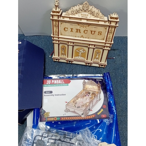 28 - ROKR “3D Pinball” wooden model kit, Circus-themed; comprising the original box, assembly booklet, la... 