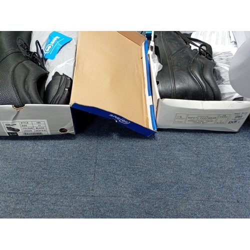 30 - An assortment of boxed footwear and outdoor equipment, including black leather lace-up shoes, black ... 
