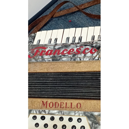 35 - Francesco ‘Modello’ piano accordion, mid-20th century—grey marbled case with red floral decoration, ... 