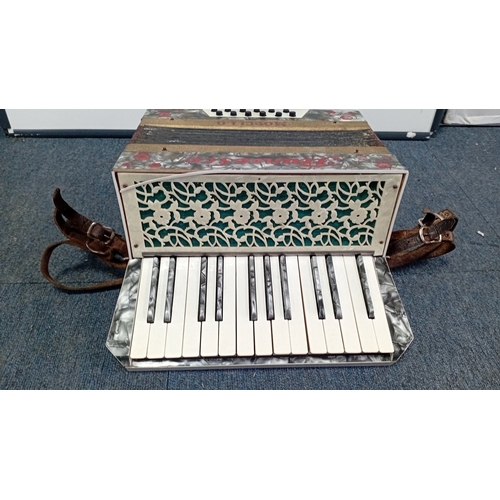 35 - Francesco ‘Modello’ piano accordion, mid-20th century—grey marbled case with red floral decoration, ... 