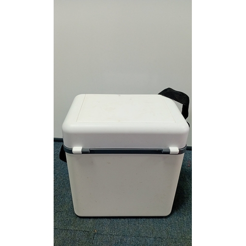 39 - DUET-PAC moulded plastic picnic hamper with shoulder strap; fitted with lidded compartment and lift-... 