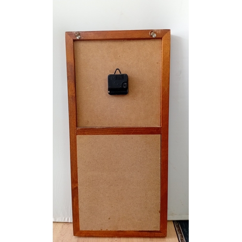 44 - Modern wall clock with applied maritime shadowbox panel beneath, both set against a printed chart ba... 