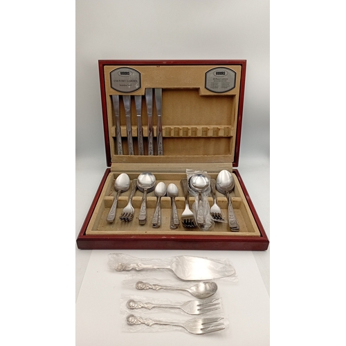 45 - Viners ‘Country Garden’ stainless steel canteen of cutlery for six persons, in a fitted case, with f... 