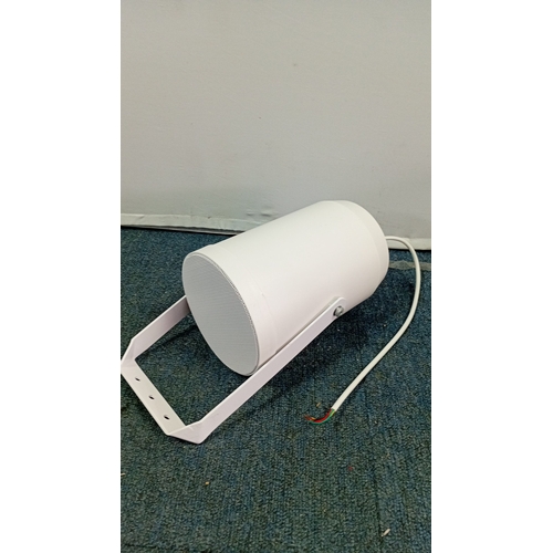 92 - A group of white installation loudspeakers comprising a CIE SP20T8 sound projection speaker with adj... 
