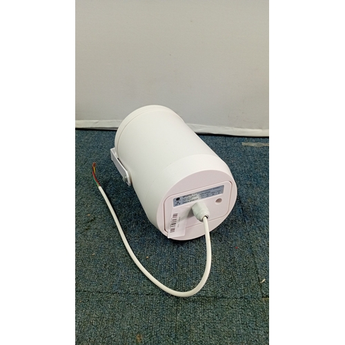 92 - A group of white installation loudspeakers comprising a CIE SP20T8 sound projection speaker with adj... 
